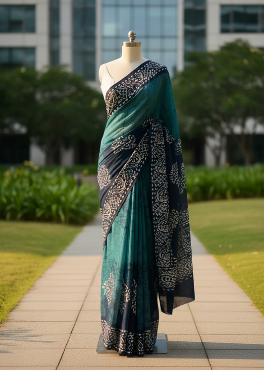 Neelvan Batik Cotton saree