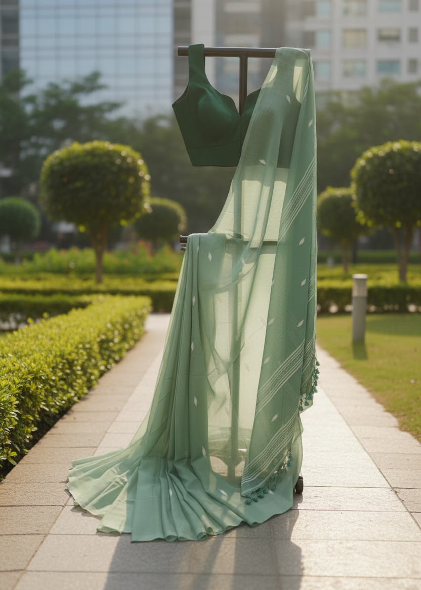 Neerja Mint Green Cotton saree