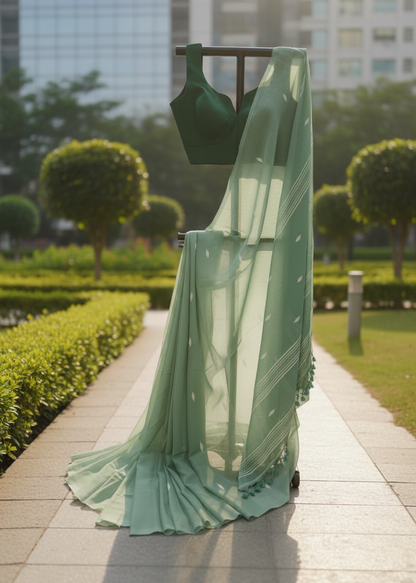 Neerja Mint Green Cotton saree