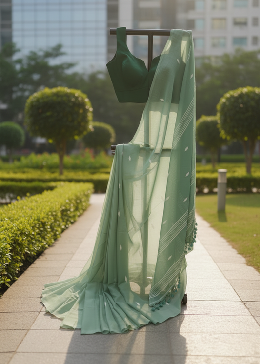 Neerja Mint Green Cotton saree