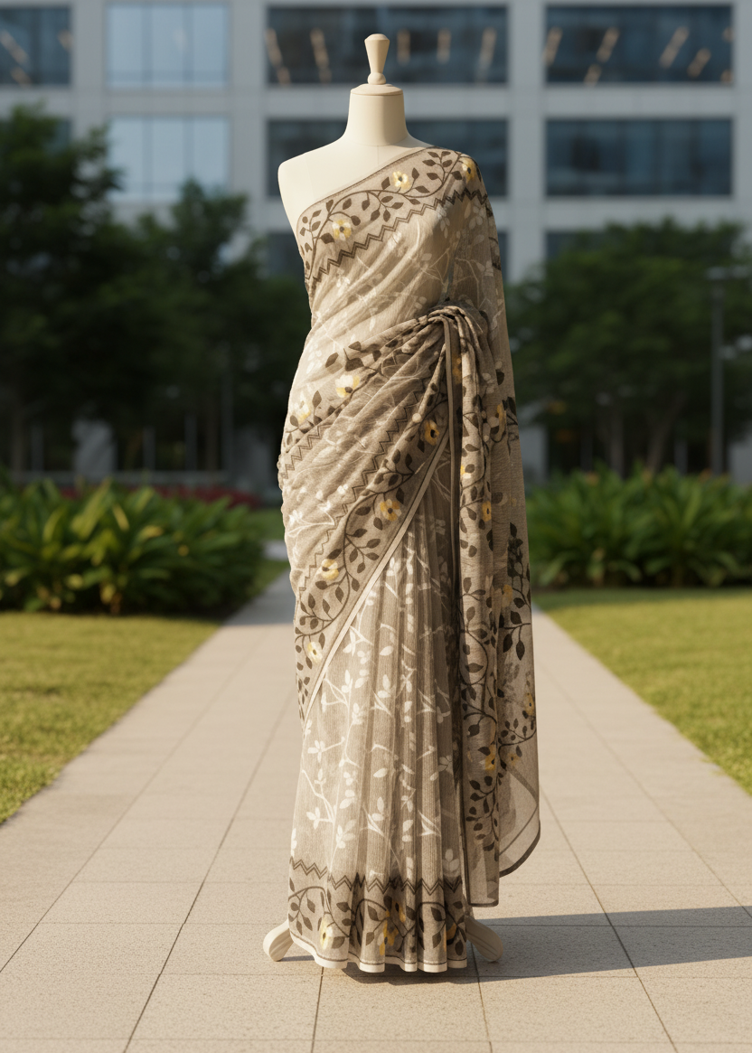Niharika Muslin Jamdani saree