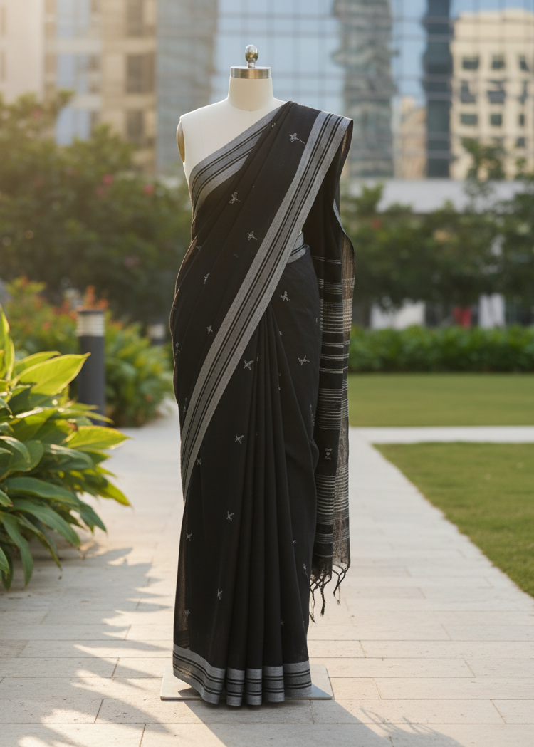 Nishita Black Cotton saree