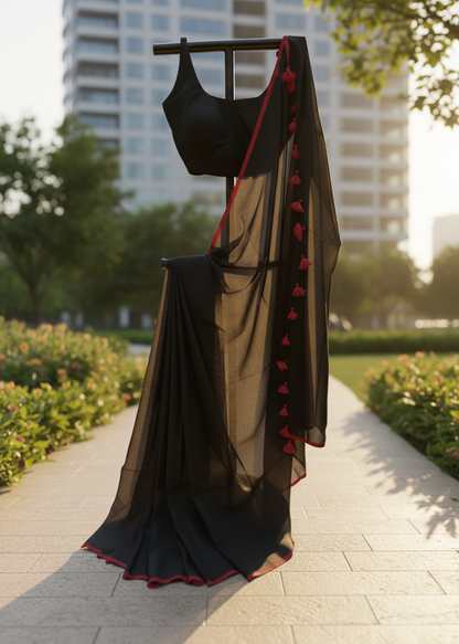 Noor Black Mul Cotton saree