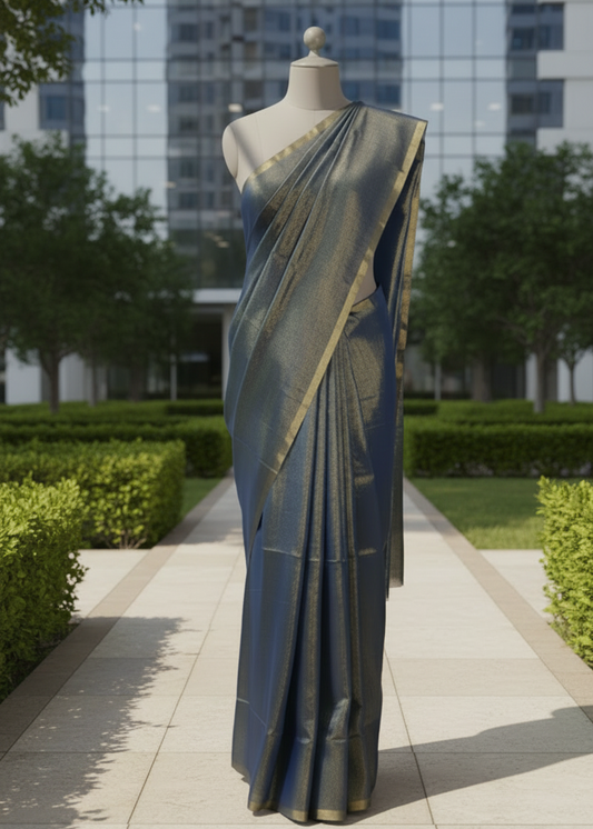 Noor-e-Neel Tissue Linen saree