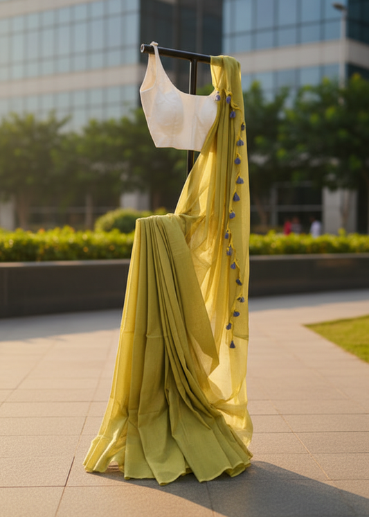 Pehar Lime Mul Cotton saree