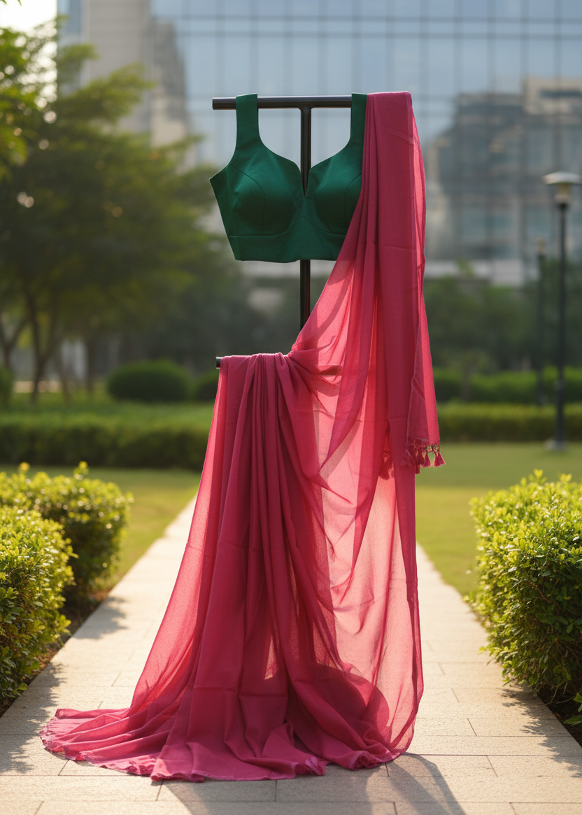 Phalsa Bloom Mul Cotton saree