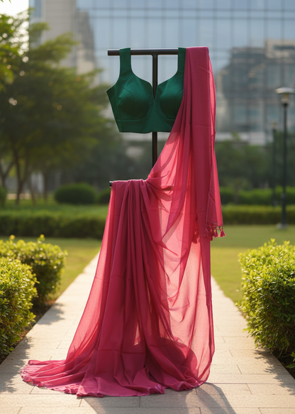 Phalsa Bloom Mul Cotton saree