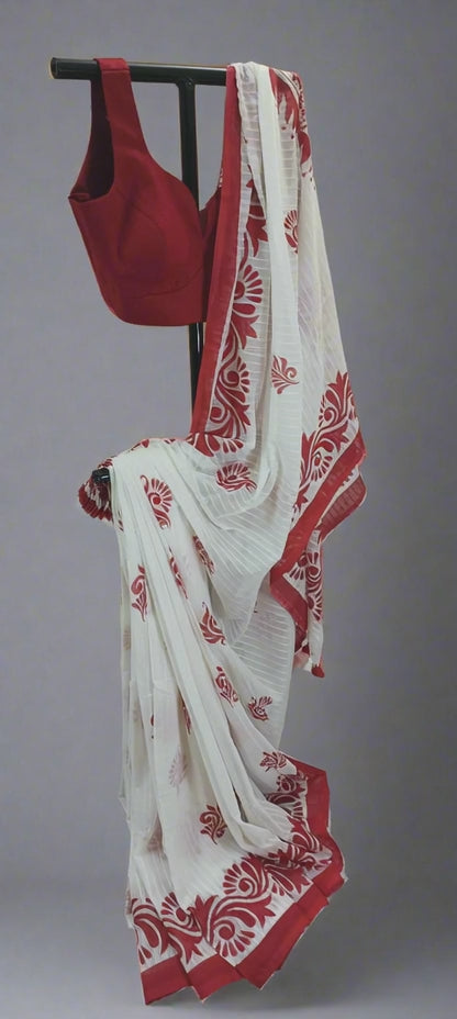 Shwetroj Cotton Handblock Saree