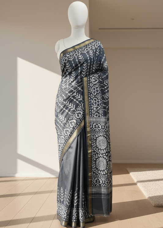 Shanta Neel Maheshwari Block Print Saree