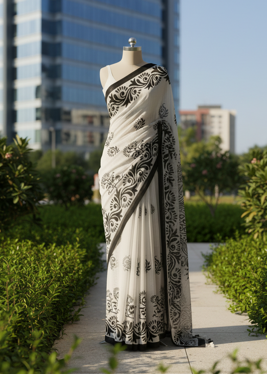 Shwet Rekha Cotton saree