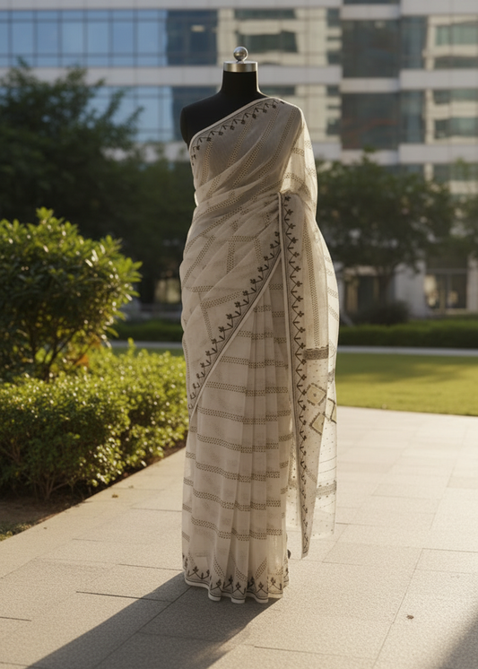 Shwet Rekha Soft Jamdani cotton saree