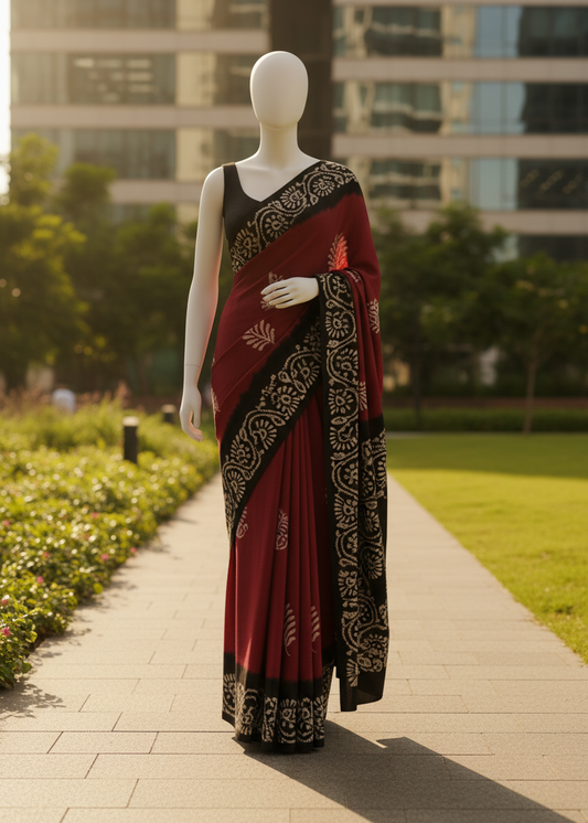 Sindoori Batik Cotton saree