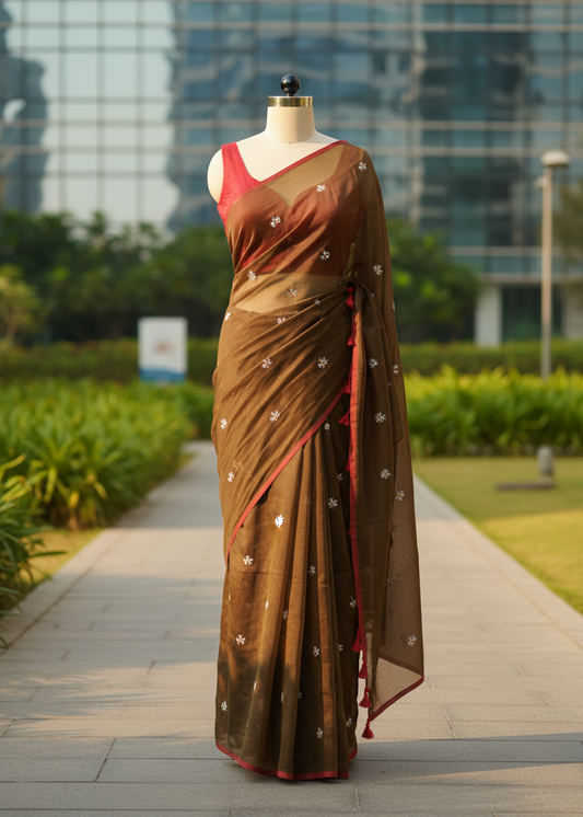 Sindoori Chhaon Mul Cotton saree